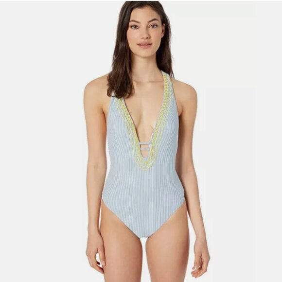 Lucky Brand Other - Lucky Brand Plunge Front Keyhole One Piece, Blue, Women's Small